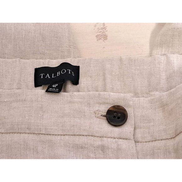 Talbots Linen Blend Cropped Pants Size 4P Beige Neutral Pull On Stretch - Picture 11 of 16